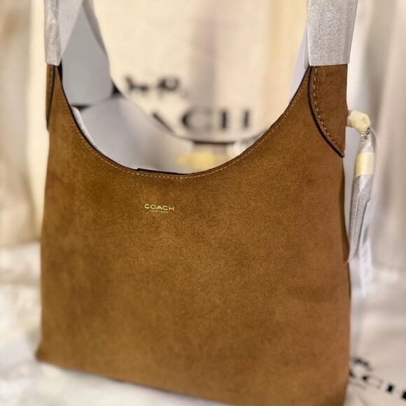 Coach Brooklyn Shoulder Bag 28 Suede Cedar NWT - Picture 1 of 4